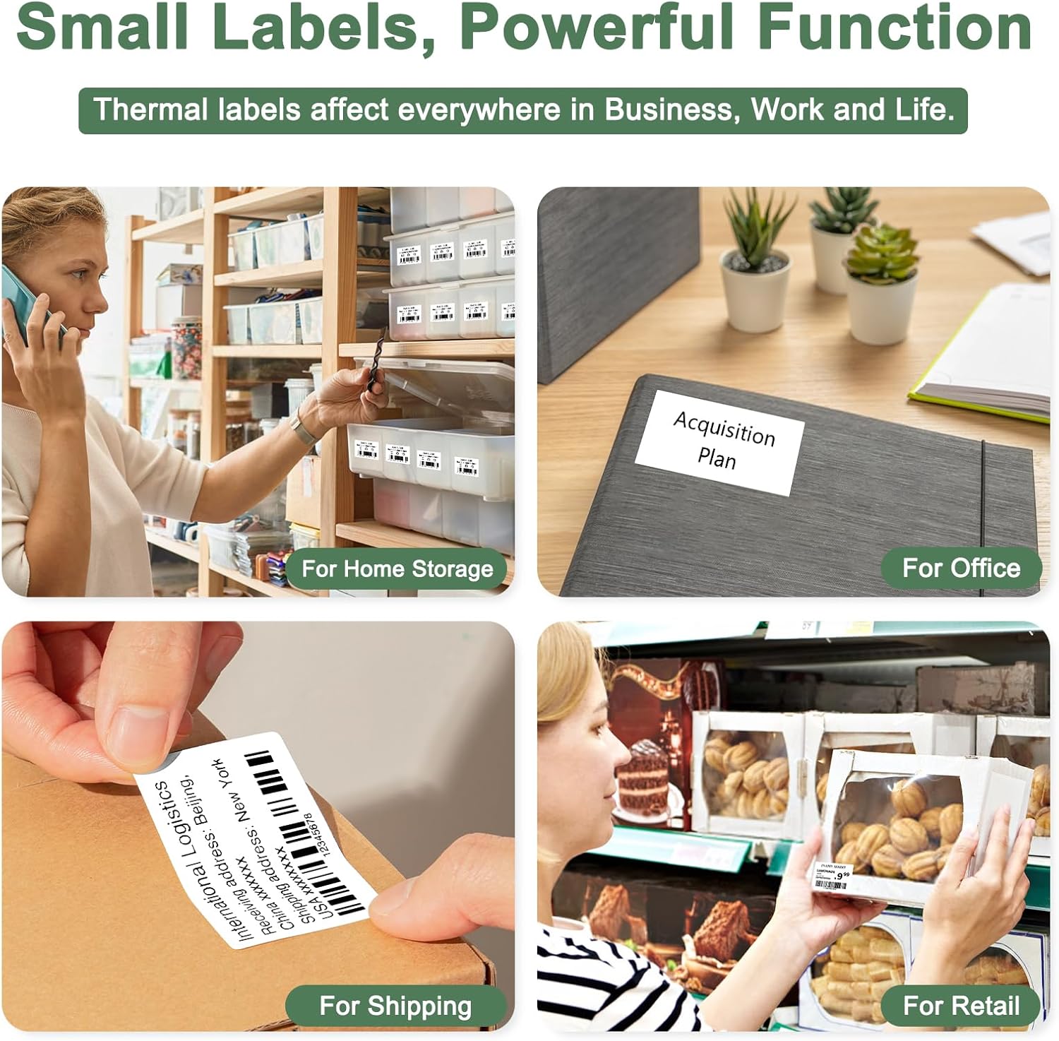 CLABEL 221B printer used for home storage, office, shipping, and retail