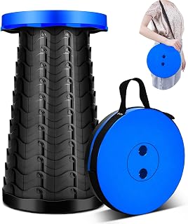 Upgraded Portable Collapsible Telescopic Stool, Sturdy Foldable Stool with Load Capacity of 480lbs, Retractable Camping Stool for Hiking, Fishing Tours BBQ Parties Indoor & Outdoor Activities(Blue)