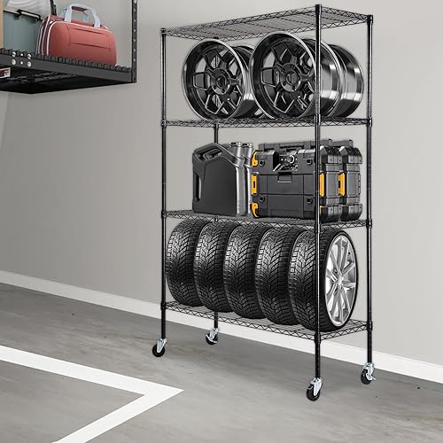 Miniatura 2 de VEVOR Estantería de almacenamiento, estantes de almacenamiento ajustables de 4 niveles, estantes de almacenamiento de garaje de 48 pulgadas de largo