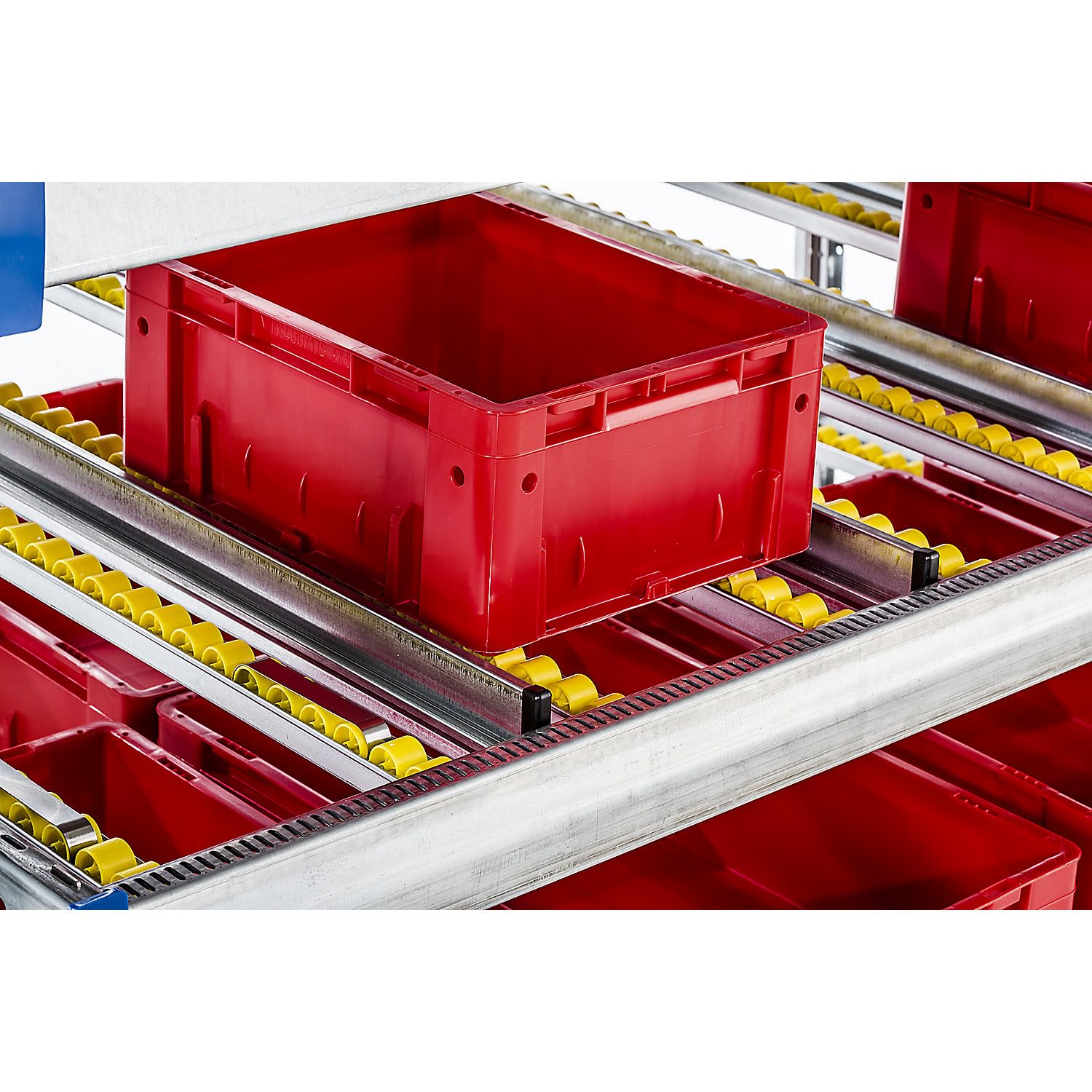 FRANKEL kaiserkraft | Rail à galets cylindriques | À intervalles de 33 mm, Ø 28 mm, plastique, longueur 2 m