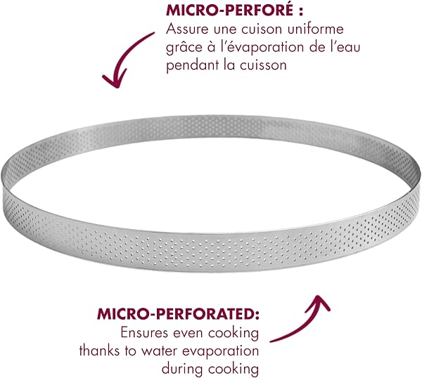 GOBEL - Cercle à Tarte Perforé - Cercle à Patisserie Perforé - INOX - Ø 24 cm - Hauteur 2 cm - Qualité professionnelle - Fabriqué en France - 3