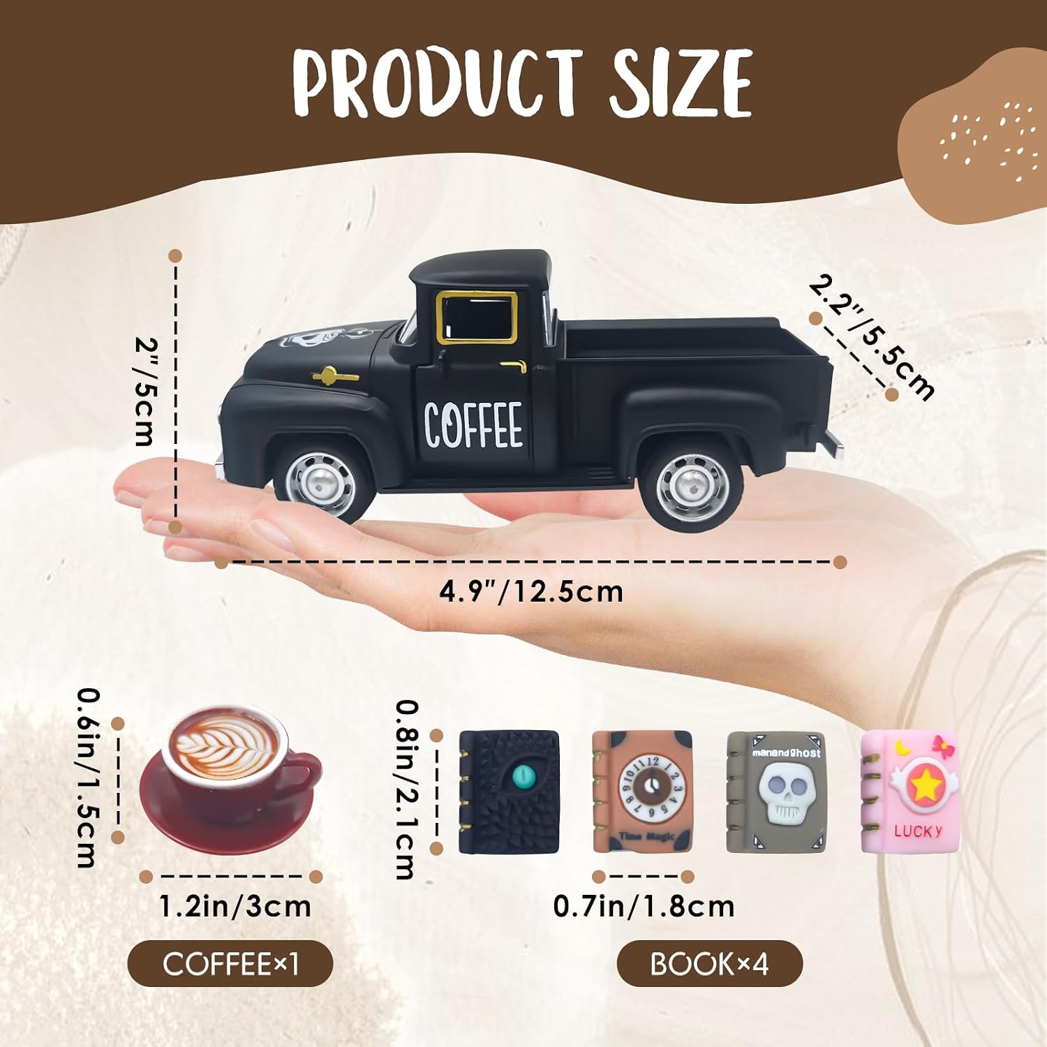 Coffee Decor for Coffee Bar Vintage Metal Truck Decor, Black image 2