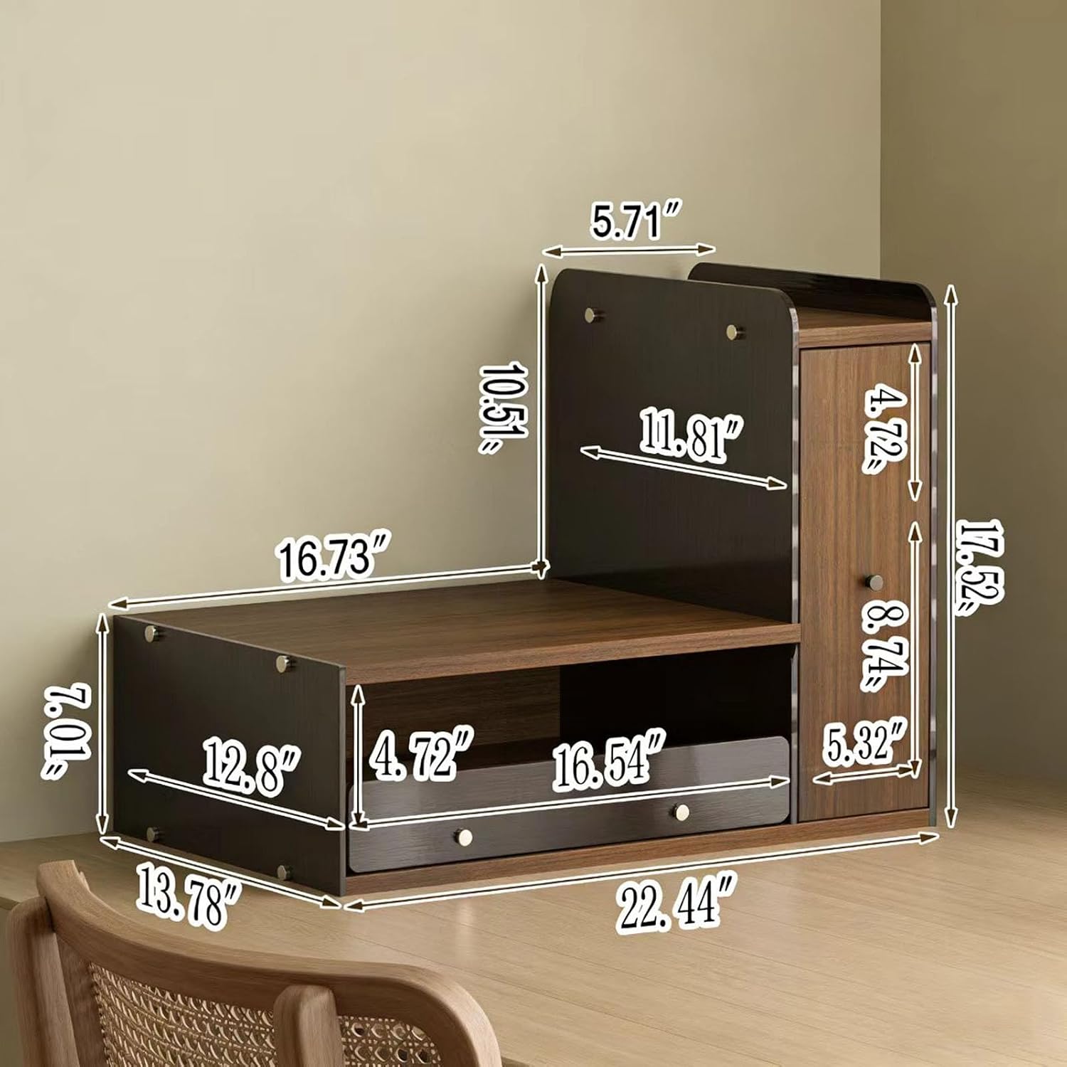 Coffee Maker Stand with Drawer, 2-Tier Countertop Organizer for Espresso Machines, Coffee Pods, Mugs & Capsules, Acrylic & Wood Coffee Station for Home, Office (White)