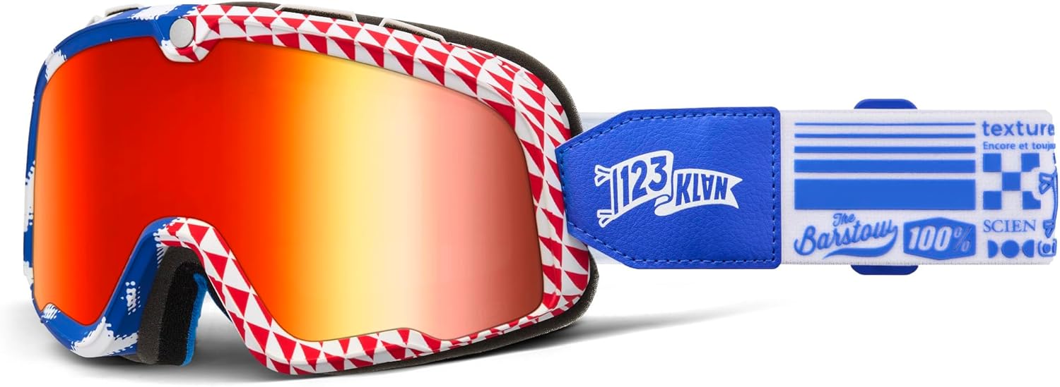 100% Barstow Classic MX Offroad Goggles Art 123 Klan w/Red Mirror Lens