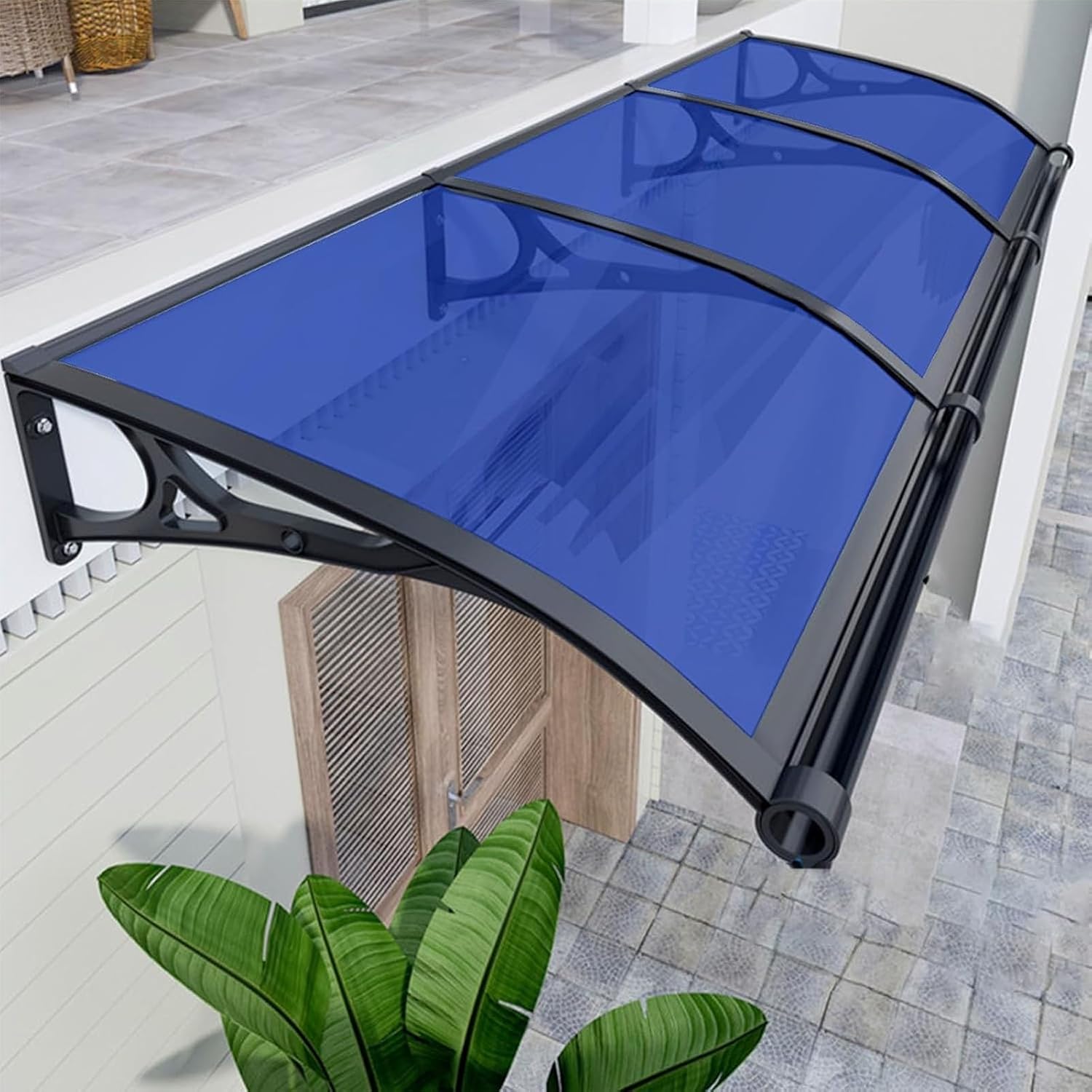 Awning Door, Aluminum Bracket Awnings, Window Awning Outdoor, Metal Awnings, Awning Polycarbonate Cover, Awning Canopy for Patio Deck Rain(Green,80x280cm/31.4x110in)