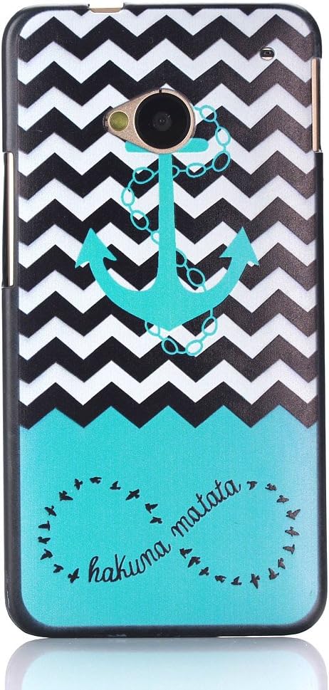 For HTC ONE M7 , ivencase Waves and Anchor Style Pattern Hard Rear Protective Case Cover for HTC ONE M7 + One "ivencase " Anti-dust Plug Stopper