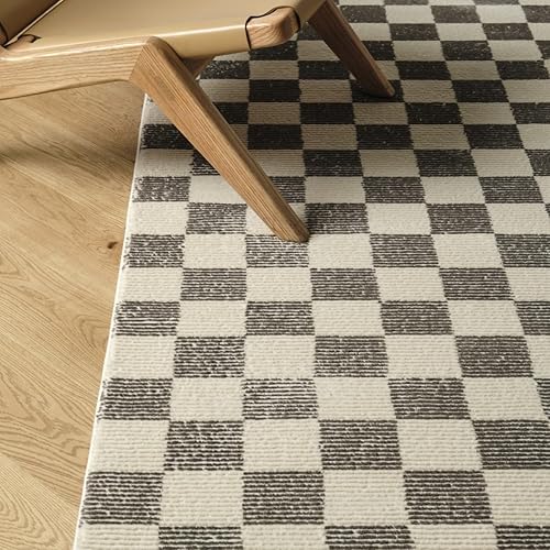 Alfombra Reviviente Gambit de 3'x9' a cuadros, alfombra de pasillo lavable a máquina para entrada - 100% reciclada, certificada Oeko-TEX, pelo