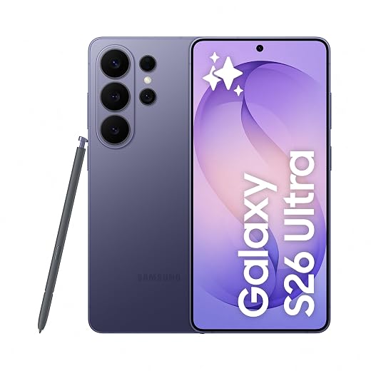 Samsung Galaxy S26 Ultra, 512GB, Smartphone with Galaxy AI, 200MP Camera, 12GB RAM, 5000mAh Battery, Manufacturer Warranty 3 Years+1 Year Extra Year, Cobalt Violet (Spanish Version)