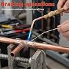Portable Oxygen Acetylene Torch Kit with 4L & 2L Gas Tanks, Oxyacetylene Welding Cutting Set with Twin Hose, Regulators, Brass Tips for DIY Metalwork, Brazing, Auto Repair – Cylinder Holder Include