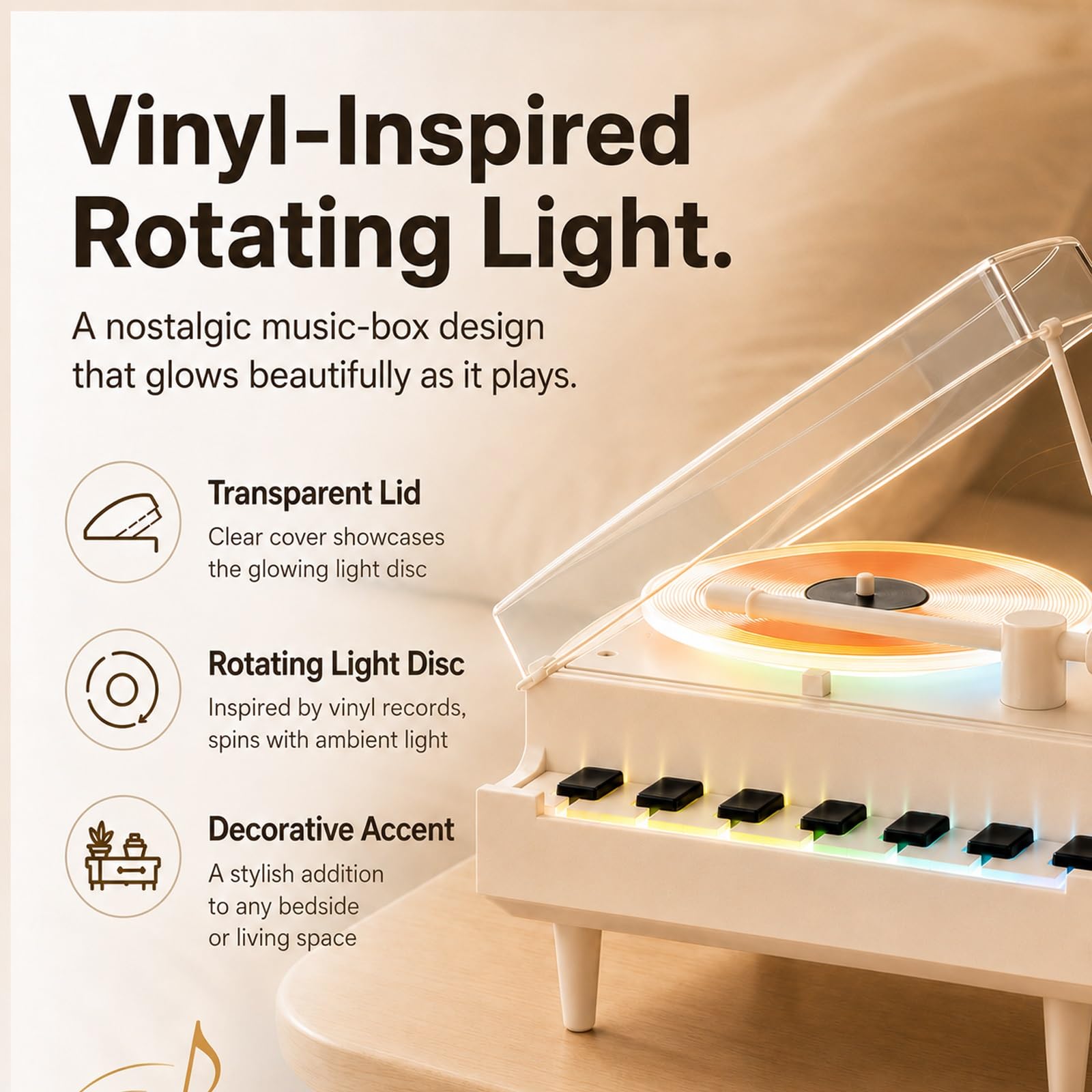 Carillon rotante 4 in 1 con altoparlante Bluetooth, luce notturna a LED, diffusore di aromi, decorazione di lusso per la casa, souvenir per gli amanti della musica