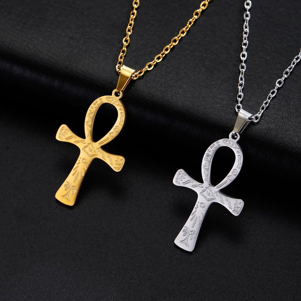 Collana con ciondolo croce Ankh egiziana antica retrò in acciaio inossidabile simbolo della va collane con croce amuleto regalo di gioielli all'ingrosso  36
