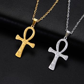 Boucles d'oreilles pendantes égyptiennes pour femme en acier inoxydable avec croix ankh œil d'Horus - Amulette pyramide égyptienne - Bijoux cadeaux, Acier inoxydable