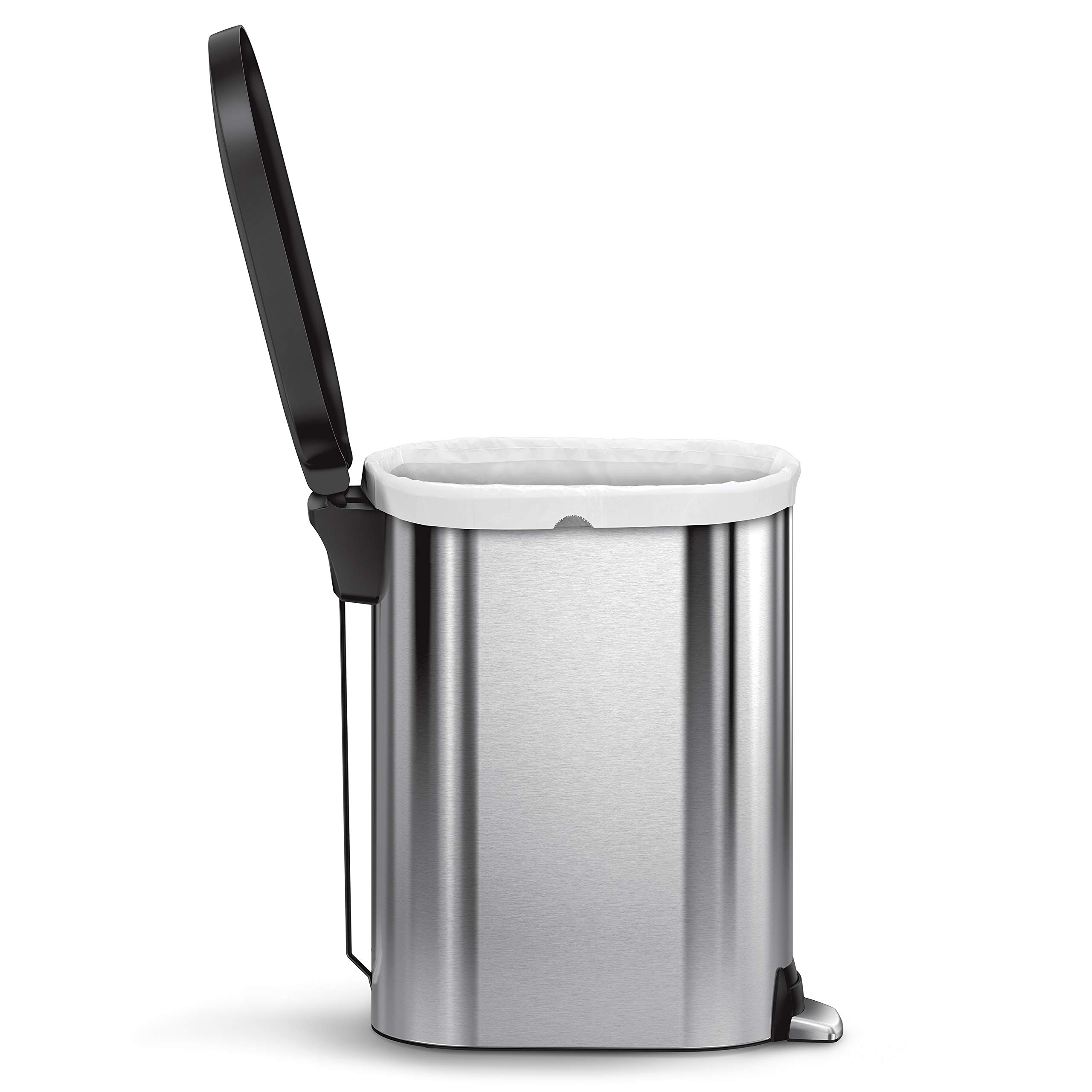 Amazon.com: simplehuman Slim Kitchen Step Trash Can, 45 Liter, Brushed Stainless  Steel with Plastic Lid : Home & Kitchen