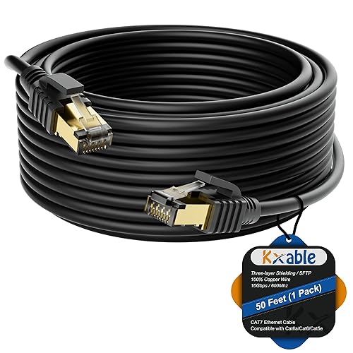Miniatura 13 de Cable Ethernet Cat 7 de 300 pies, cable de Internet largo de alta velocidad, cable de red LAN CAT7 RJ45, cable de conexión SFTP de triple blindaje