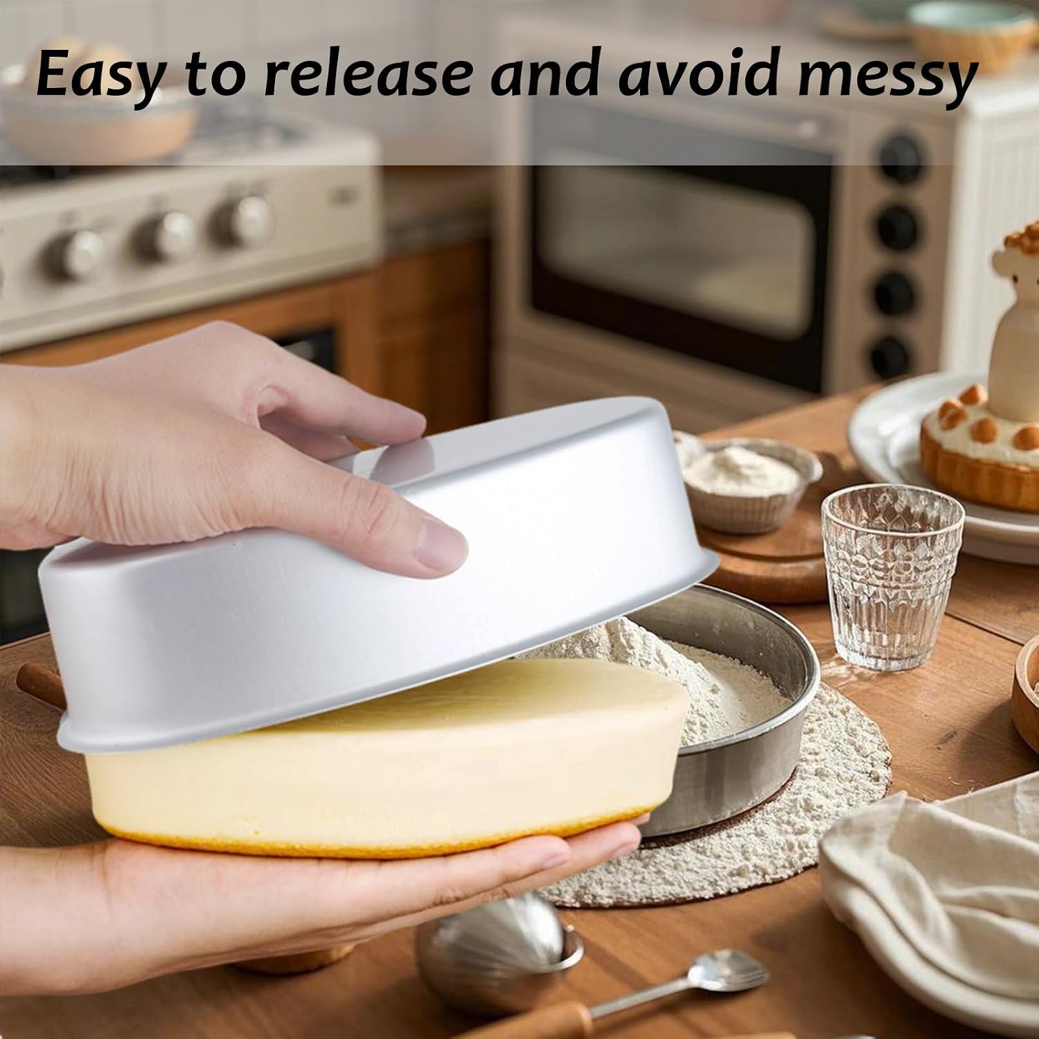 4 Pack Oval Aluminum Cake Pan, 8 Inch Cheesecake Pan Non-stick