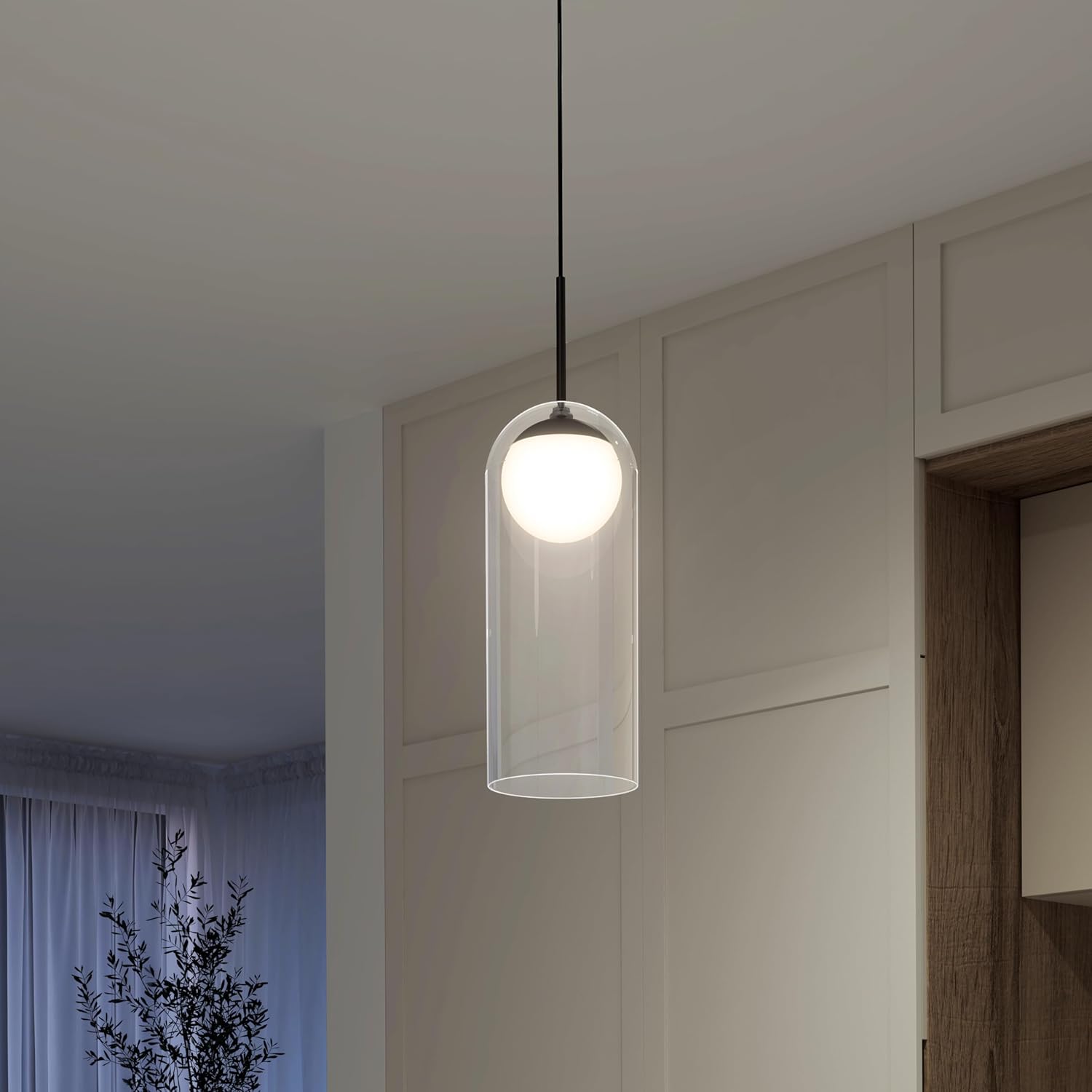 artika Mirah 5 W LED Modern Mid-Century Pendant Light Fixture, Matte Black Finish - Ideal for Kitchen, Dinning Room, 500 Lumens, Color Changing 3000-4000-5000 Kelvin