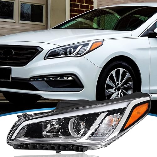 Compatible with 2015-2017 Hyundai Sonata SE/Sport/Limited/ECO Halogen Headlight with Parking Lamp 92101-C2050(Driver Side)