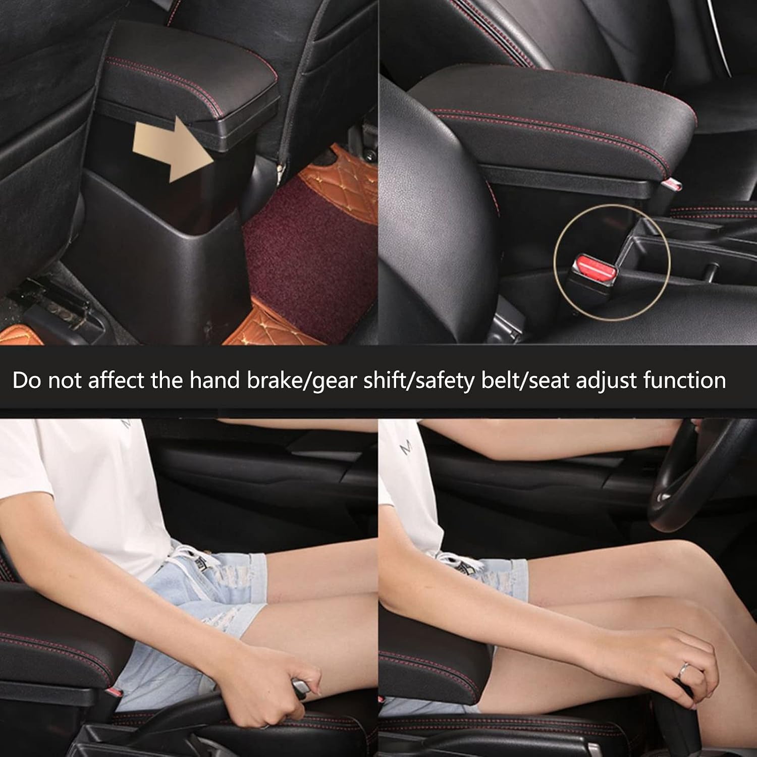Car Armrest Box, Double Layer Center Console with 3 USB Ports Auto Interior Upgrade for Kia Soul 2006-2017