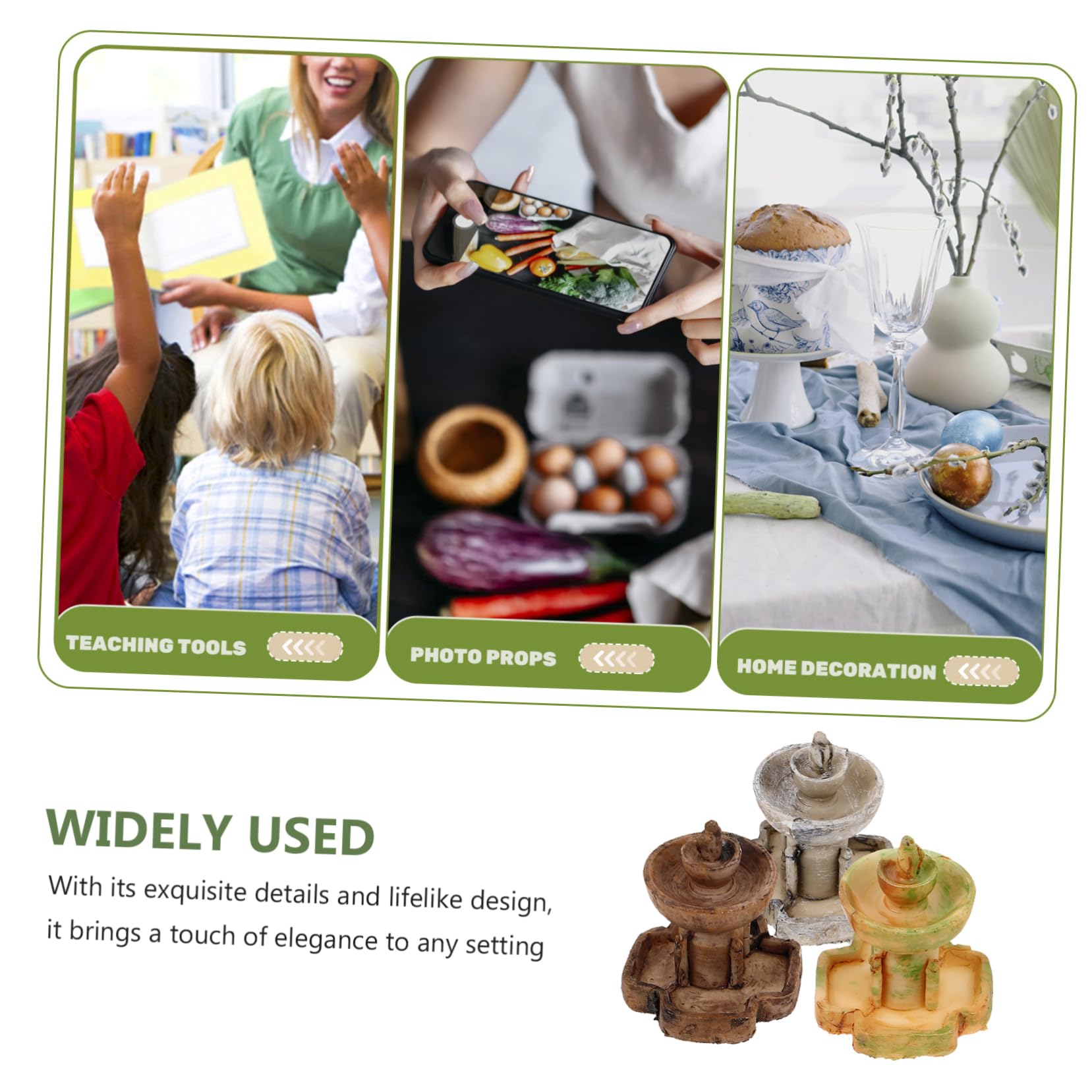 Parliky Mini Landscape Decor Set Resin Water Fountain Garden Mini Fountain Ornament