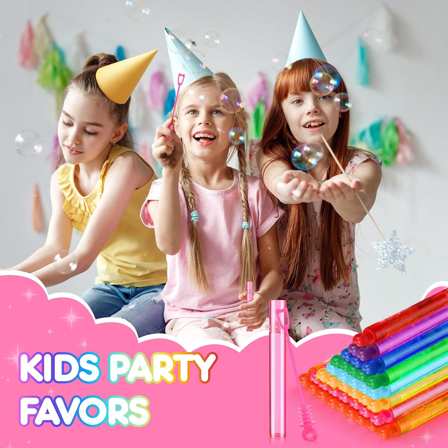 Shappy 100 Pcs Mini Bubble Wands Bulk for Kids Party Favors Small Bubble for Birthday Gifts Goodie Bag Stuffers Wedding Outdoor Summer Toys Toddlers Boys Girls (Mixcolor)