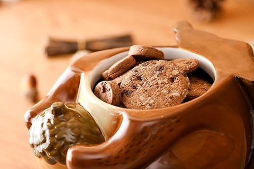 Miniatura 5 de Bico Tarro hermético para galletas de ardilla de 8 pulgadas, recipiente de cerámica pintado a mano, apto para lavavajillas