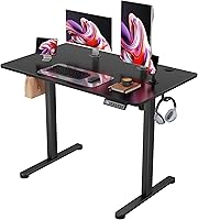 Vista 10 de Furmax Escritorio eléctrico de pie, 59 x 24 pulgadas, escritorio ajustable de altura con ruedas, escritorio de computadora de oficina en casa