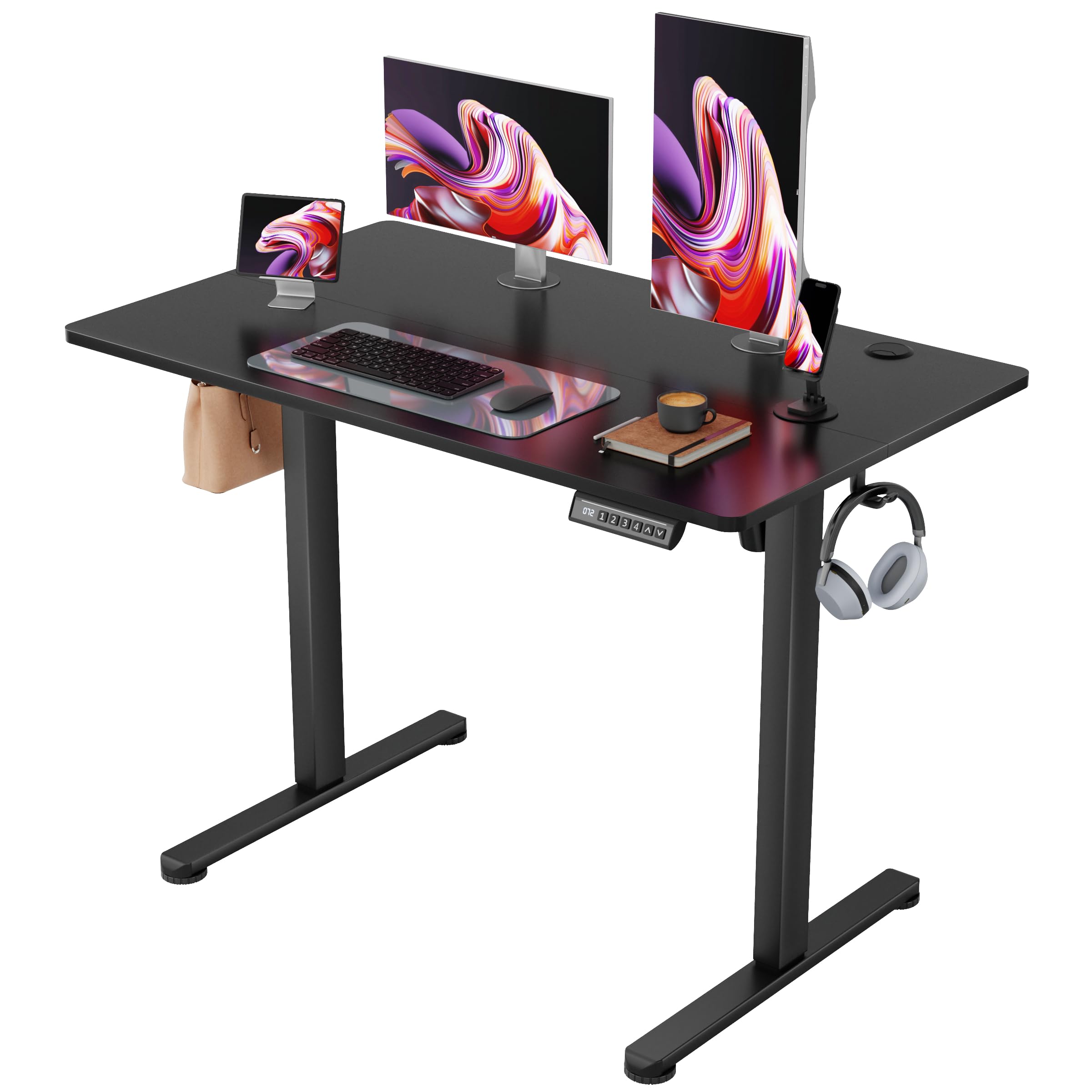 Furmax Electric Standing Desk, 40 x 24 Inches Sit Stand up Desk, Sit Stand Height Adjustable Home Office Desk with 4 Height Position Memory - with