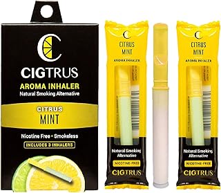 Cigtrus Quit Smoking Air Inhaler, Stop Smoking Behavioral Support Quit Smoking Air Inhaler Stick | No-Nicotine, No-Smoke, Non-Electric | Safe & Natural 3 Pack citrus Mint