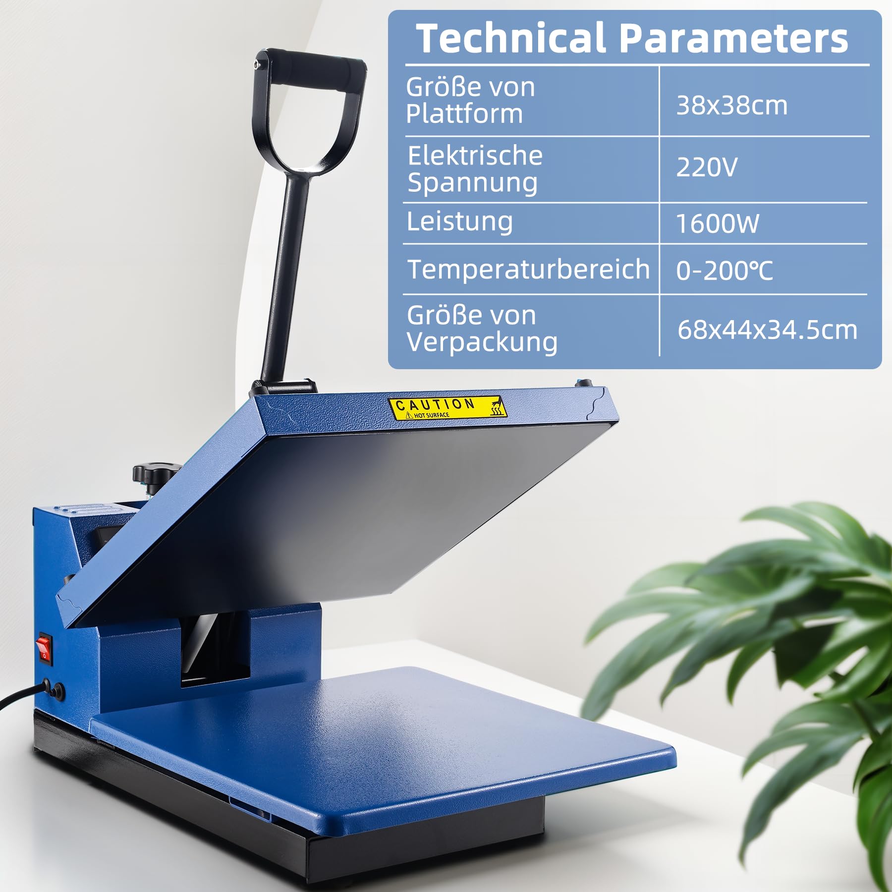 Termopressa PlanetFlame Professionale 38x38cm - 1600W, Controllo Digitale Per Sublimazione Su Cappelli/T-shirt