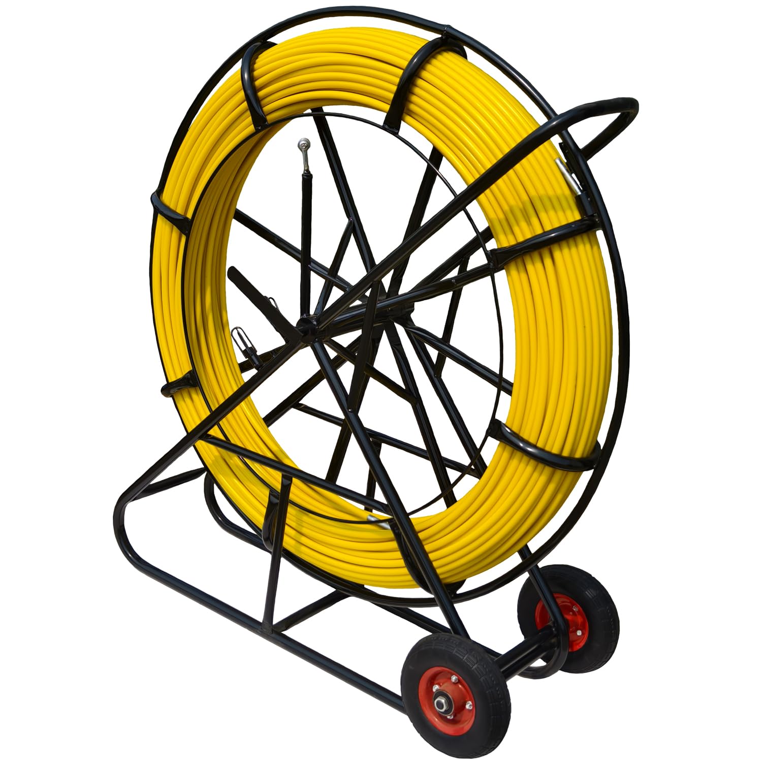 KATSU Fiberglass Duct Rodder 14x200M with Wheels, Steel Stand and Brake, Fiberglass Electric Cable Installation Tool, Electrician Pipeline Cable Running Threader Fish Tape Wire Puller