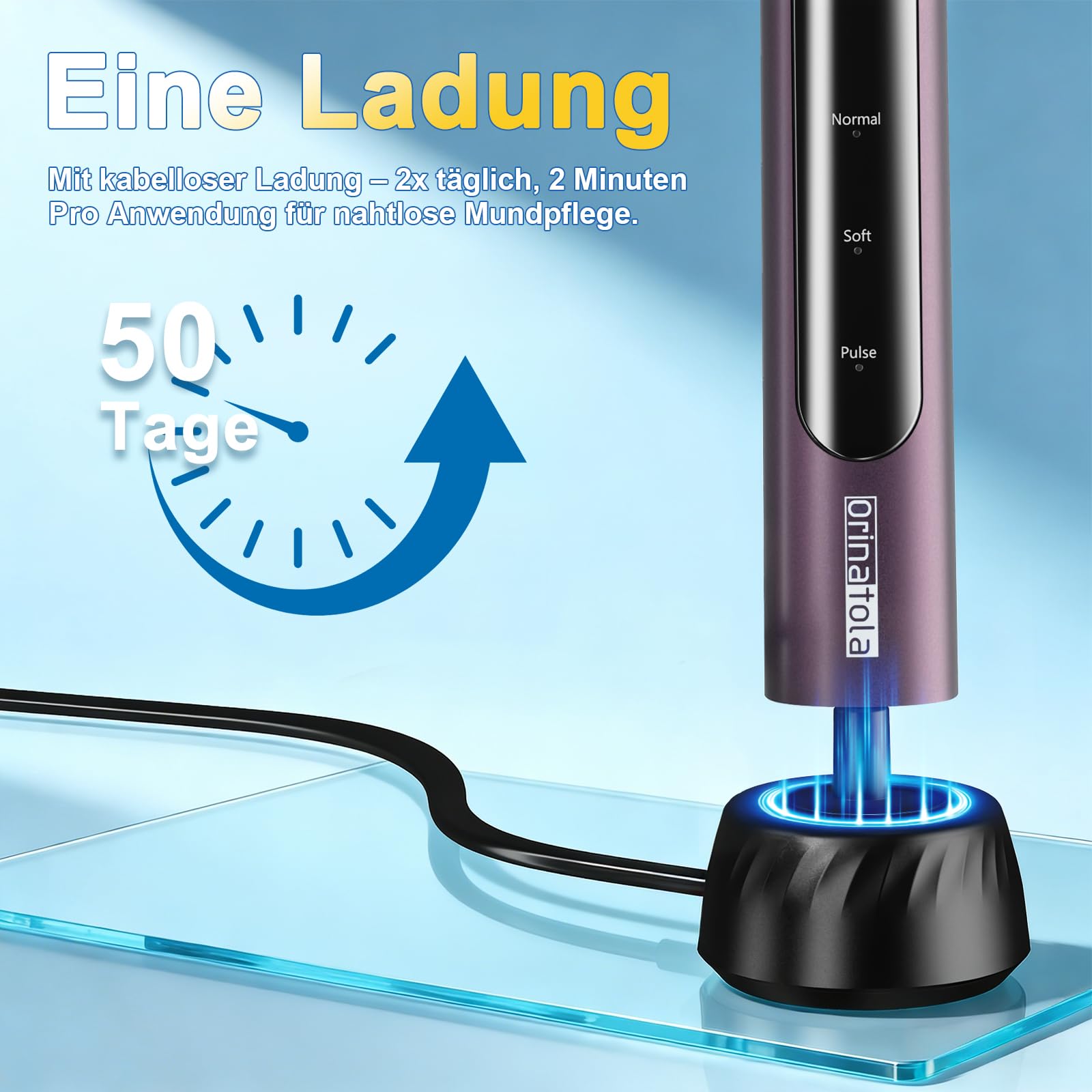 Spazzolino elettrico rotante con 8 testine, custodia da viaggio, 3 modalità e timer intelligente da 2 minuti, spazzolino elettrico, viola