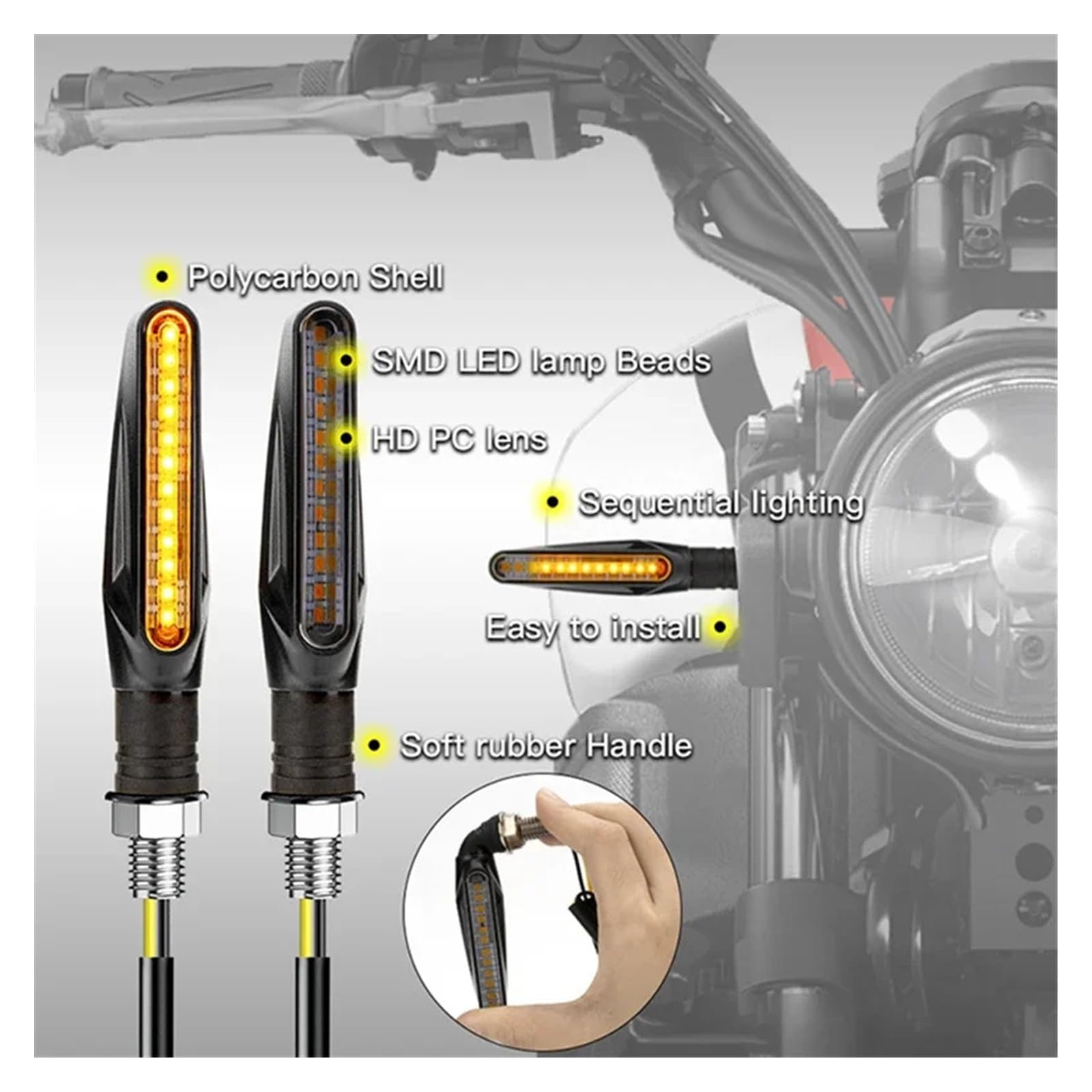 Indicatore direzione a LED moto DRL Ambra che scorre Indicatoris Motos