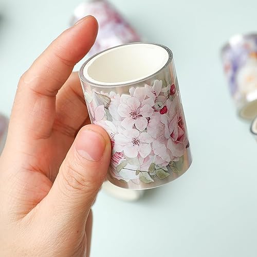 Miniatura 6 de Juego de cintas washi florales  12 cintas de PET y Washi para calcomanías de diario, suministros de álbumes de recortes, planificador, diarios de