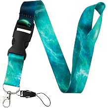 Breakaway Green Galaxy Badge Lanyard for Keys & ID Holder Cool Key Lanyard for ID Badges Wallet for Women Men Teachers Detachable Neck Keychain, Galaxy10, 20.5*1*0.04 IN