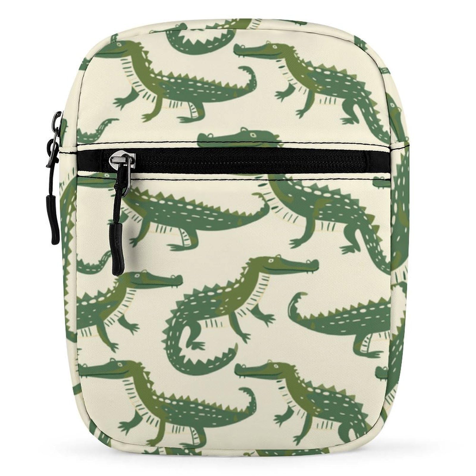 JOJOART Green Crocodile Funny Mini Messenger Bag Small Satchel Crossbody Bag Cross Body Shoulder Bag With Adjustable Straps
