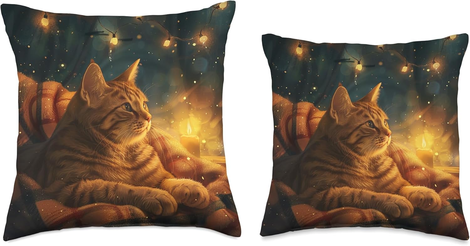 Orange Tabby Cat Throw Pillow