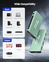 Vista 7 de Interruptor HDMI 5 en 1 salida 4K 60Hz, GANA HDMI Splitter Switcher con control remoto, concentrador de caja de interruptor HDMI 2.0 de aluminio