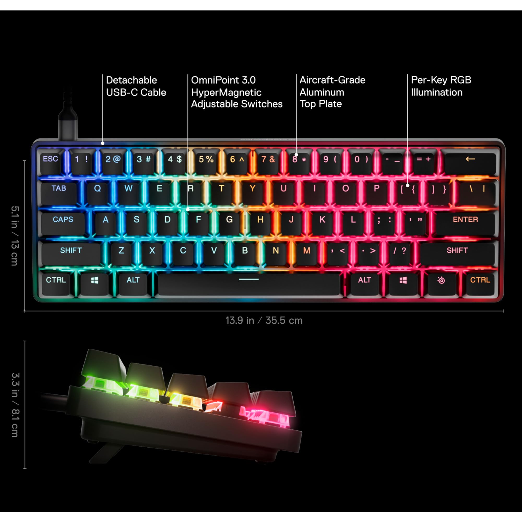 SteelSeries Apex Pro Mini Gen 3 - Teclado hipermagnético para