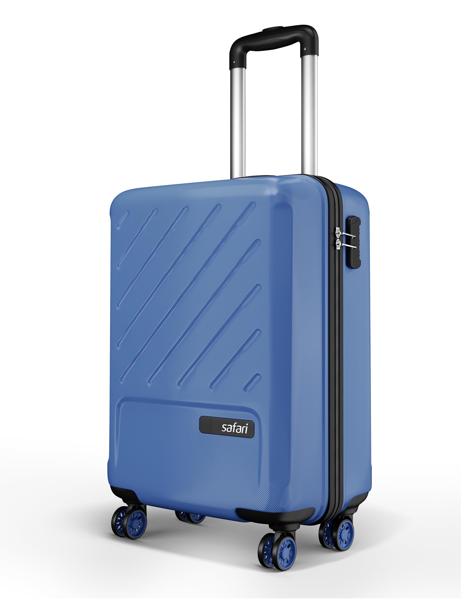 Safari Cabin Symphony 56cm Trolley Bag Hard Case Polypropylene, 8 Spinner Wheels, 360 Degree Wheeling Carry on Luggage, Travel Bag, Suitcase for Travel, Trolley Bags for Travel, Steel Blue