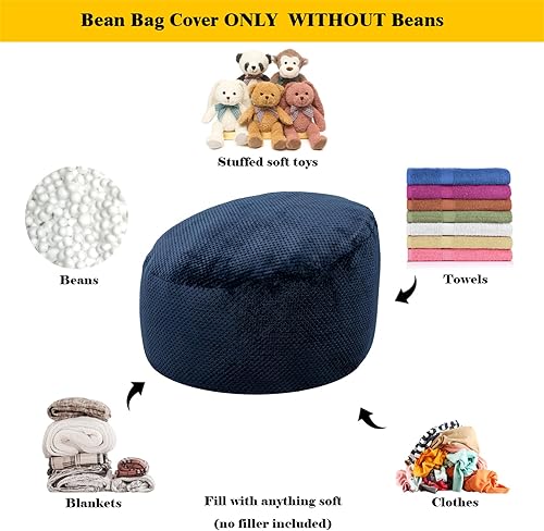 Miniatura 46 de Funda para puf de almacenamiento, sin relleno, suave, lavable, de fibra de felpa, para adultos, muebles de sala de estar, funda de puf de piel Funda