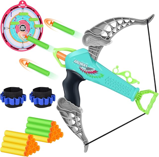 Sealilac Bow and Arrow Archery Toy Set for Kids, Outdoor Indoor Toy Set for Kids with 25 Suction Cup Foam Darts & Targets, Christmas & Birthday Gifts for Boys Girls (Green)