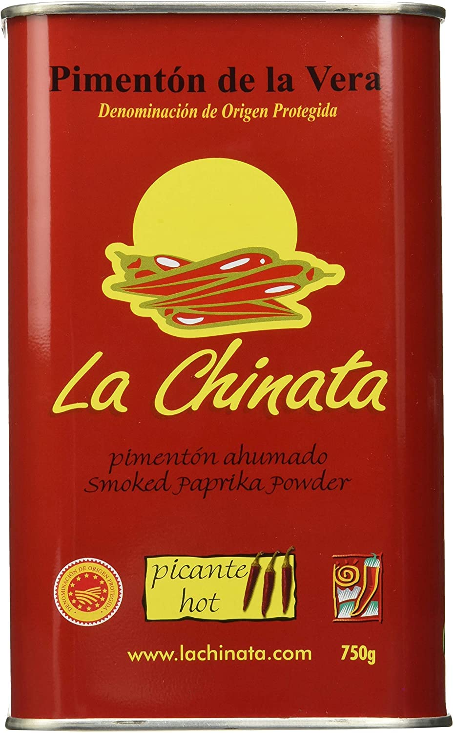 La Chinata Hot Smoked Paprika Powder Pimentón Ahumado Picante 750g Tin