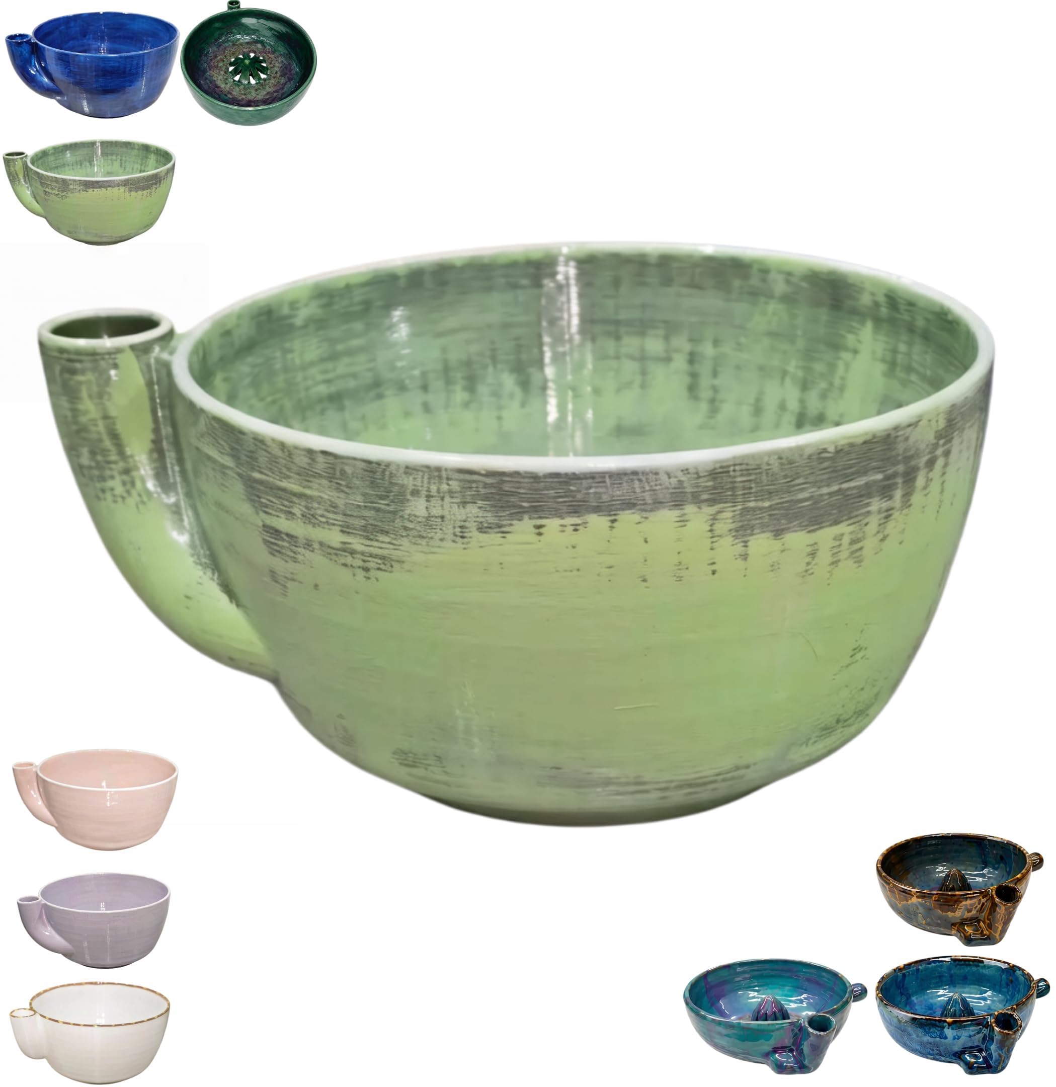 Ceramic Berry Washing Bowl with Centre Cone, 360° Cleaning Swirl Colander, Quick Rinse Washer for Berries Serving, Vegetables (Light Green)