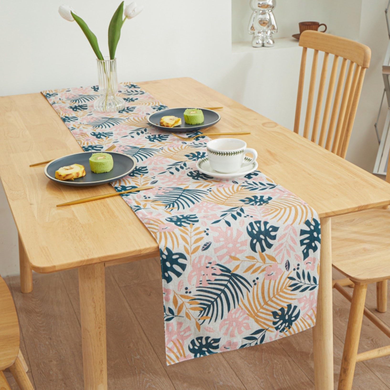 Runner Da Tavolo 40x180 Cm - Motivo Fiori Selvatici Primaverili - Decorazione Cucina E Sala Da Pranzo - Lavabile - Foto 11