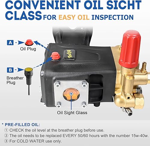 Miniatura 8 de Bomba de lavado a presión máx. 4200 PSI 4.4 GPM, eje de 1 pulgada de repuesto de bomba de lavado a gas, pistola de lavado a presión, extensión de