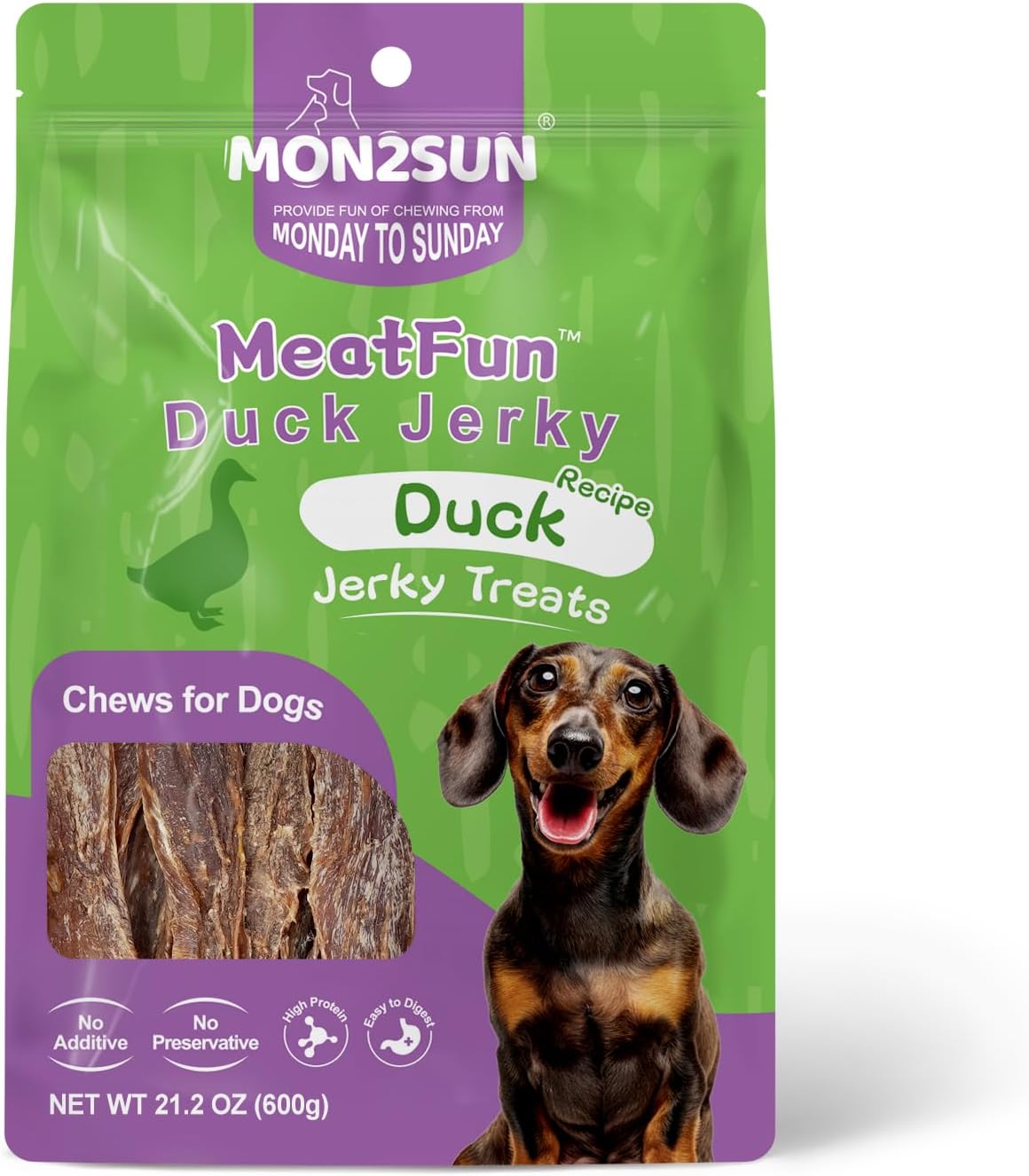 MON2SUN Dog Treats Duck Jerky, Single-Ingredient, Rawhide-Free, High Protein, Low Fat, Training Treats for Small to Large Dogs, 21.2 oz