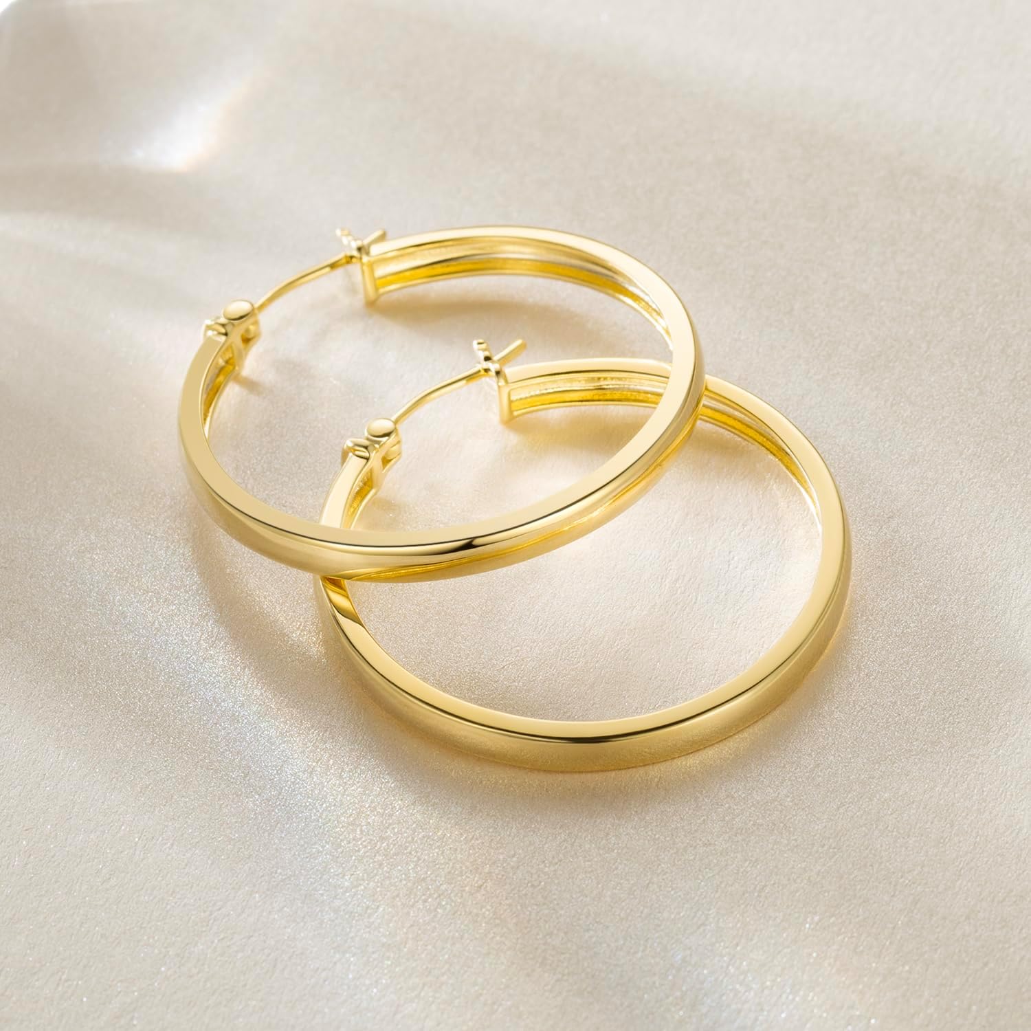14K Gold Hoop Earrings for Women Gold Earrings for Womens Earring Grandeur Thick Elegance 14 Karat Hoop Earring for Women 30mm