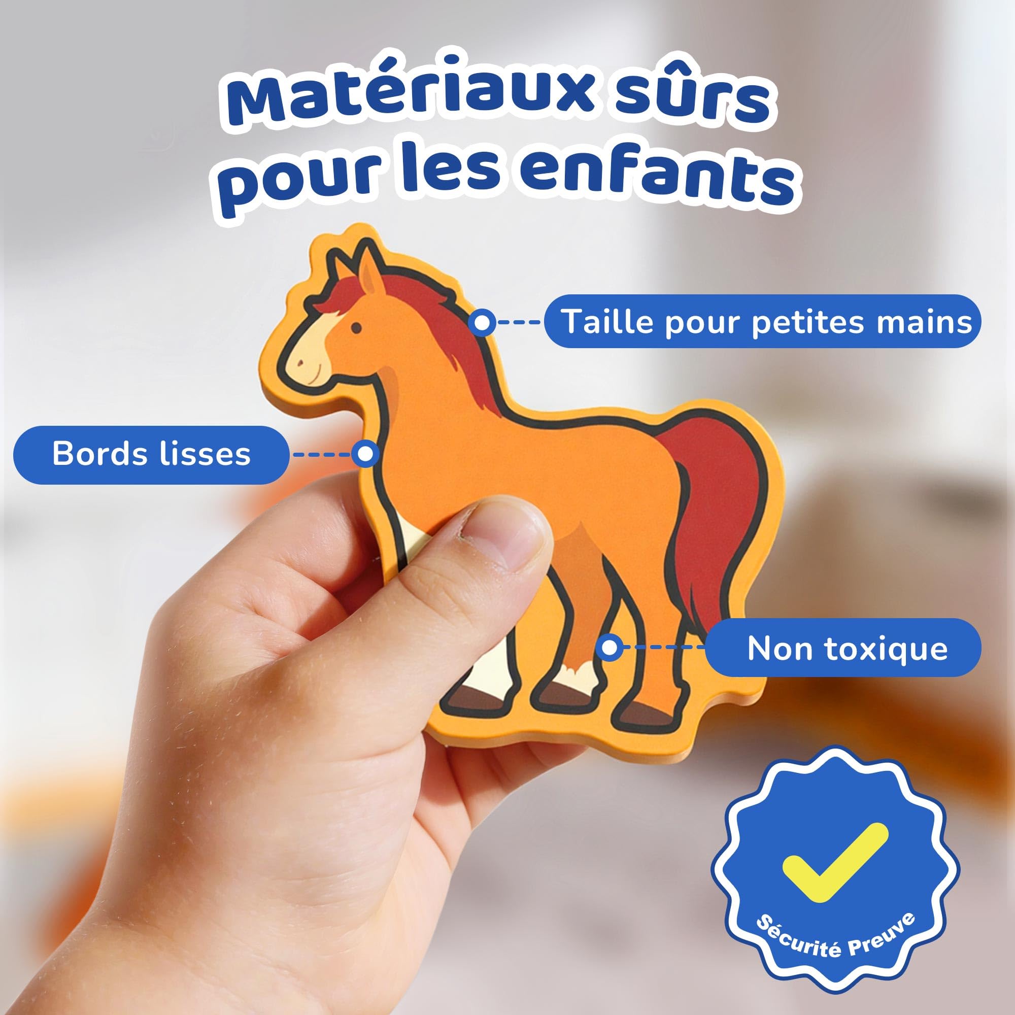 BenBen Puzzle en bois Montessori pour 1-3 ans, jouet à emboîter animaux