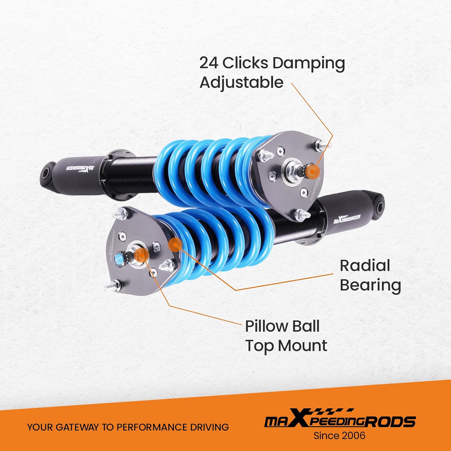 maXpeedingrods Coilovers for Infiniti Q50 2014-2023 RWD, 24 Levels Damper Adjustable Coilovers Suspension Kit, Height Adjustable Shock Absorber Struts, T6 Upgraded Coilovers Lowering Kits Blue