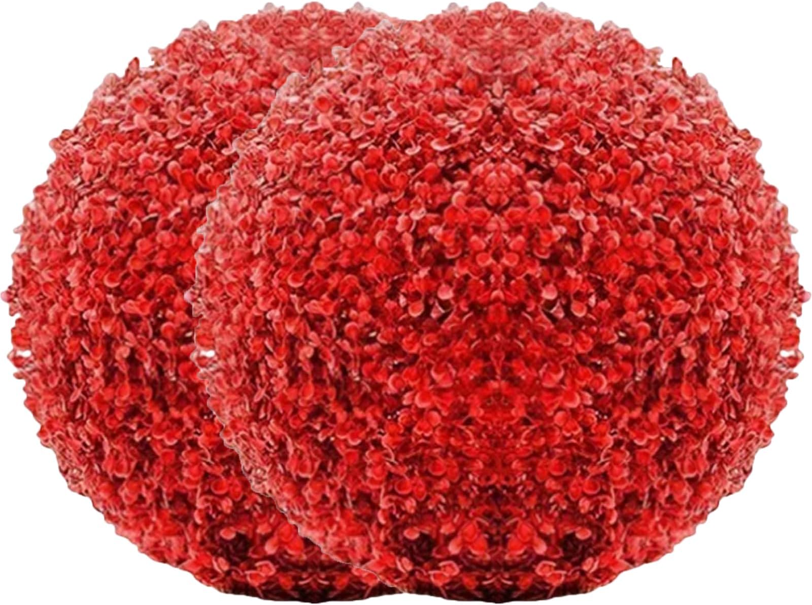 Artificial Topiary Ball 2 Pcs 11"" Faux Boxwood Balls Round Topiary Balls Outdoor Indoor Decoration for Porch Garden Home Wedding Balcony Backyard Decor Red